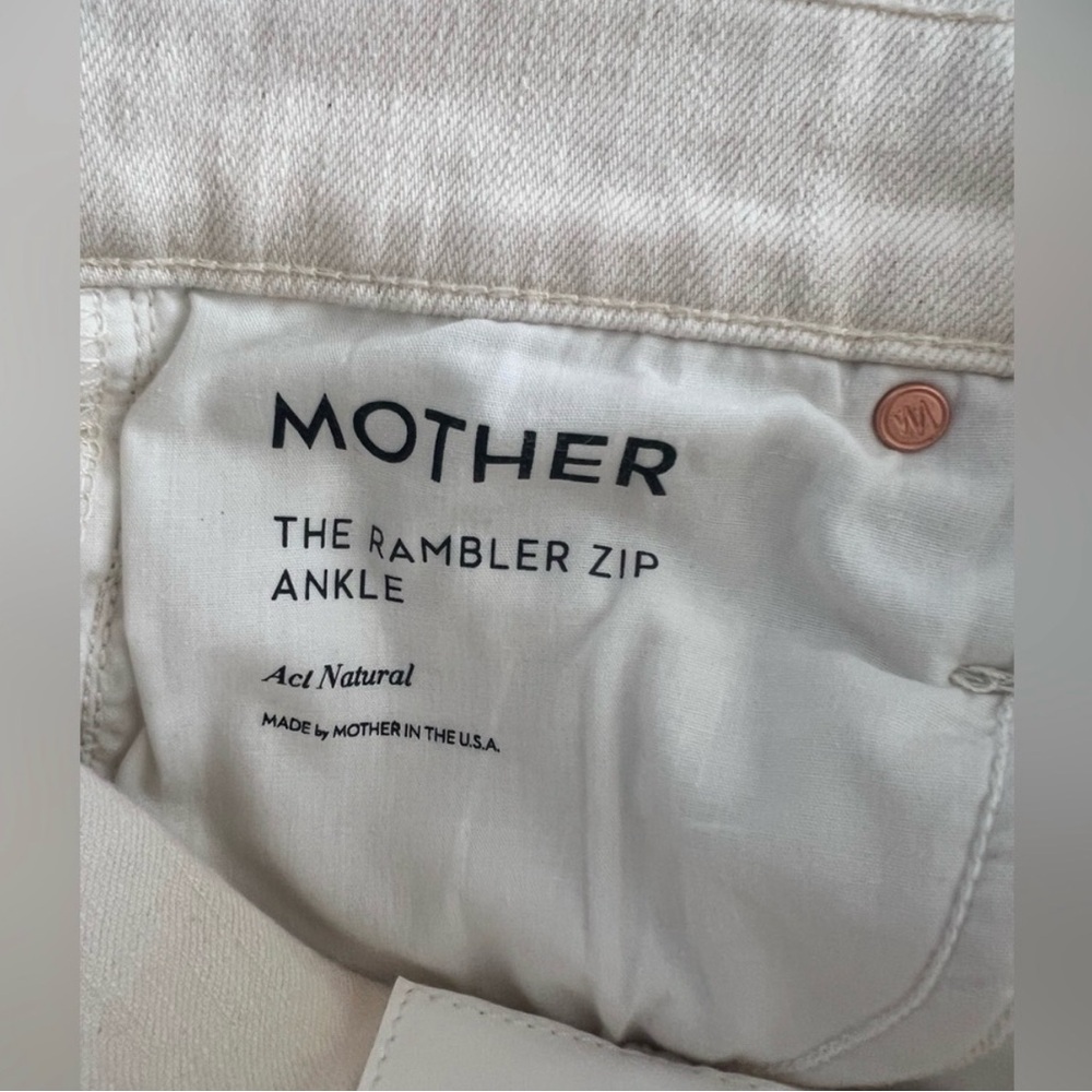 NWT MOTHER 25 Women's Rambler Zip Cream White Jeans - Picture 8 of 10